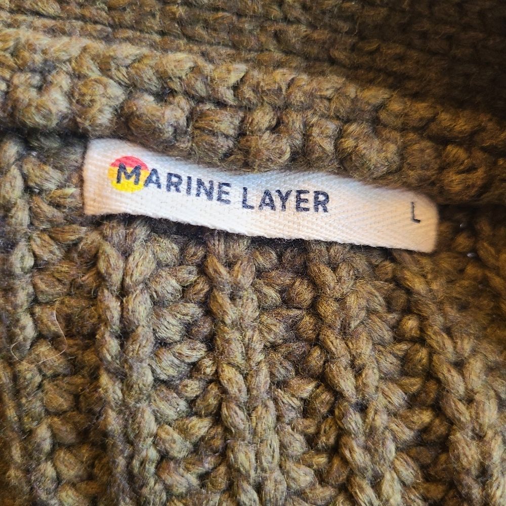 Marine Layer Ramona Oversized Cardigan Military Olive Heather Large - Picture 4 of 10